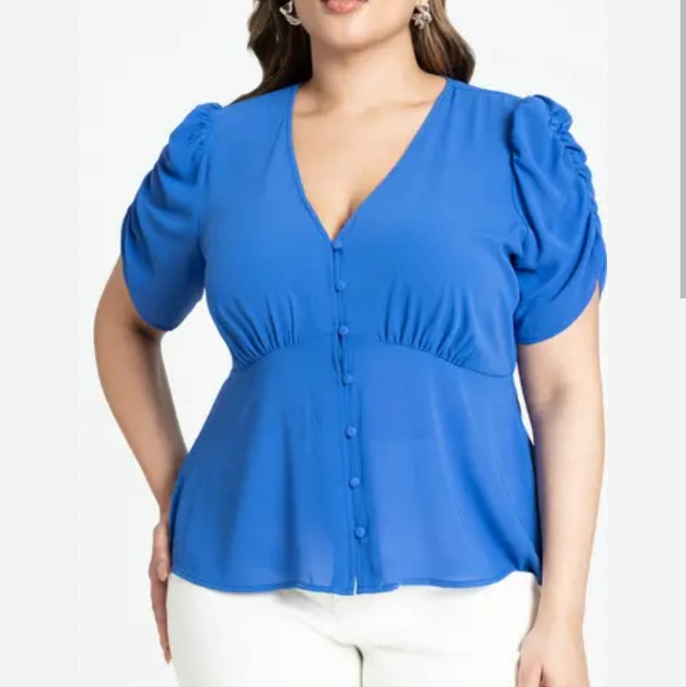 New Eloquii Blue Peplum Top
